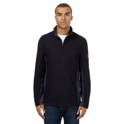 Big and tall navy textured panel sweater